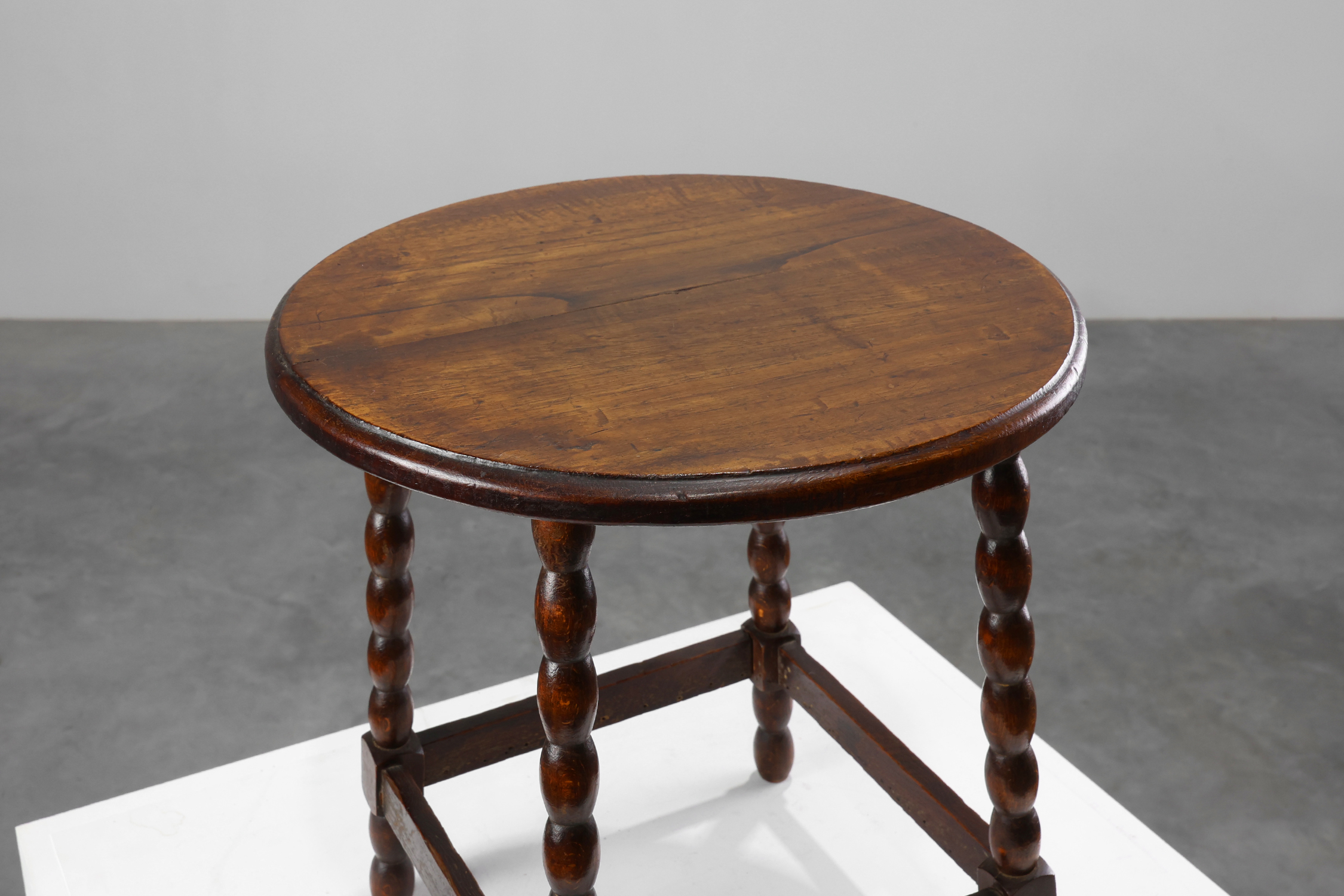 French Provincial Rustic Oak Stool, circa 1900thumbnail